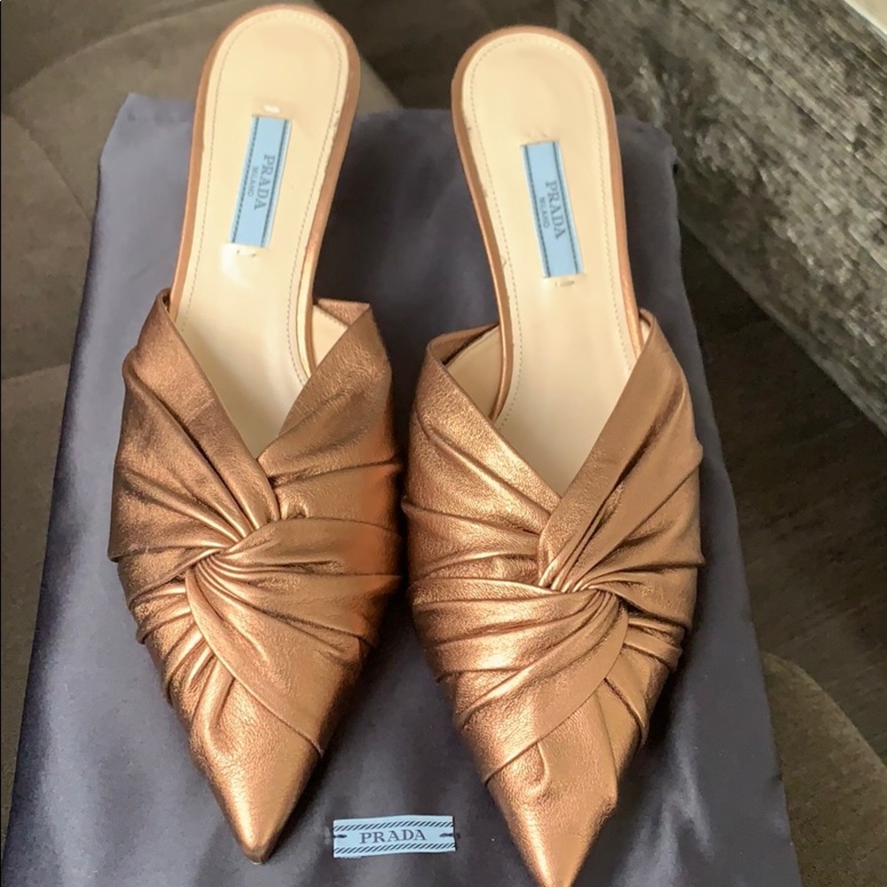 Prada 55MM metallic leather twist